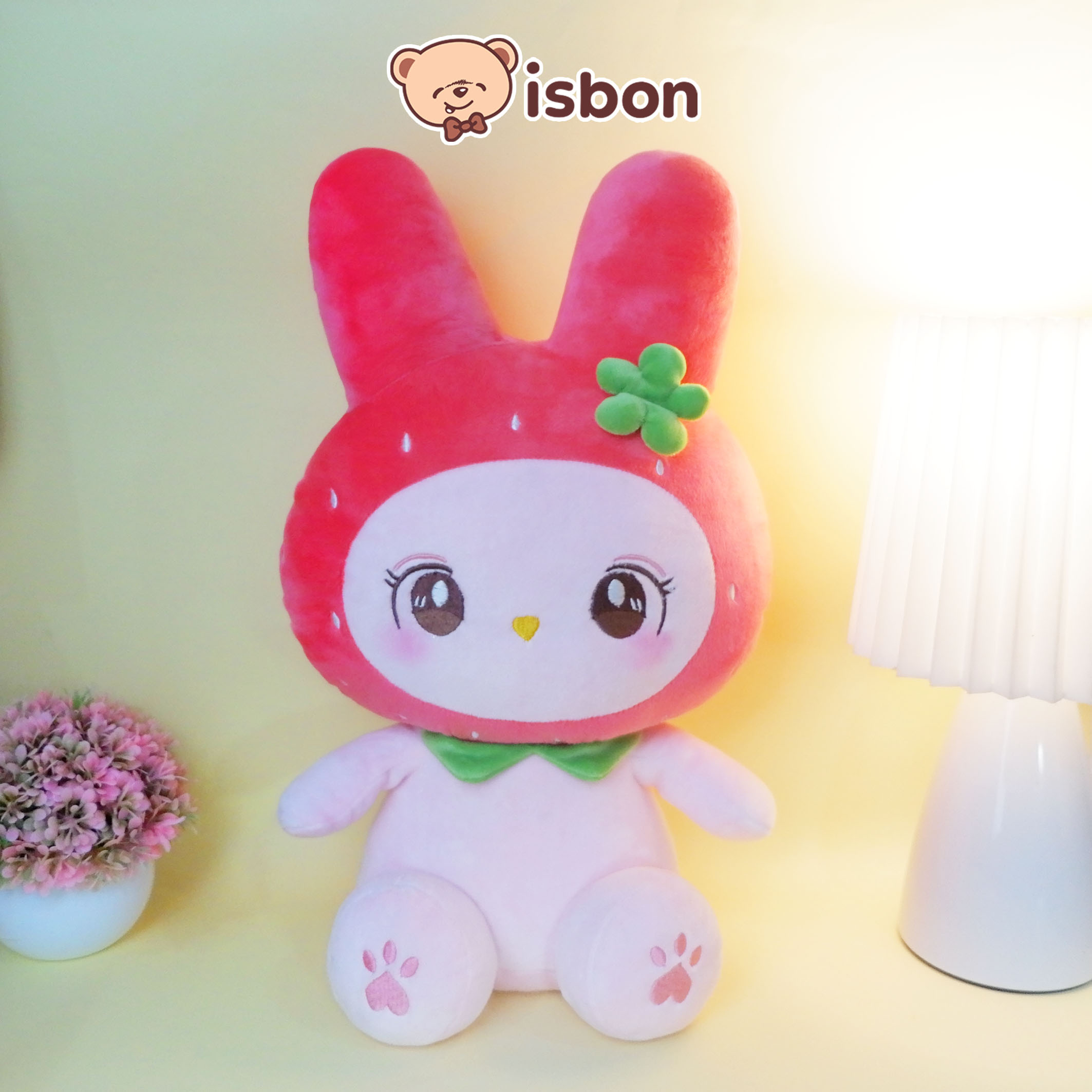ISTANA BONEKA Kelinci with Hoodie Hat Strawberry Cute Sit Bunny 14in Mainan Anak Cewek Hadiah Spesial Ulang Tahun
