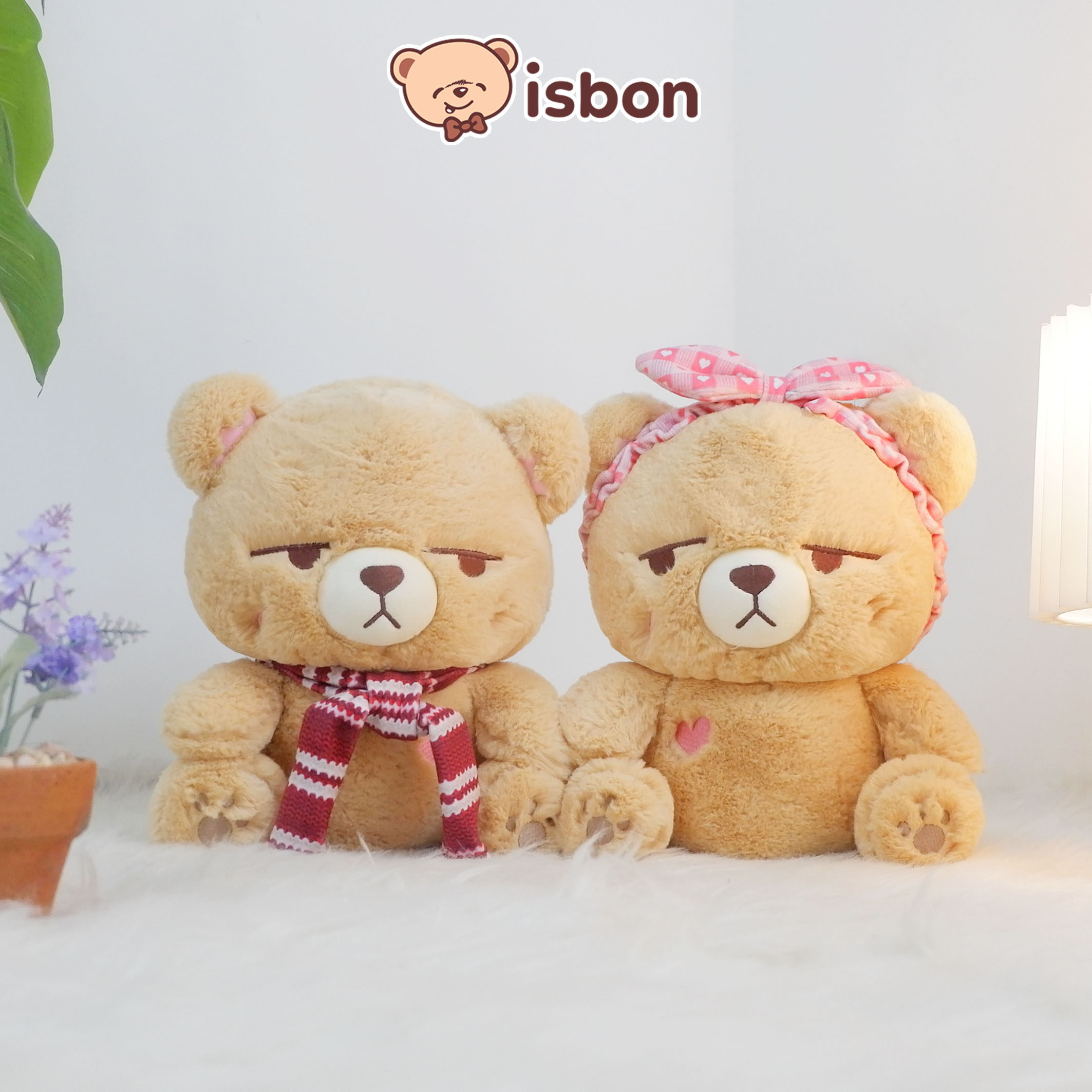 ISTANA BONEKA Beruang Sit Jealousy Bear Cemburu Cemberut Mata Melirik Lucu Syal dan Bando Mainan Anak Hadiah Spesial Ulang Tahun