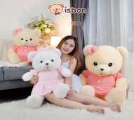 ISTANA BONEKA Beruang Chipper Cewek 38in With Baju Pink Rok Pendek Pita Bear Melet Mainan Anak Hadiah Spesial Teddy Ulang Tahun