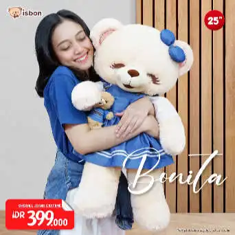 ISTANA BONEKA Beruang Boney Bonita Baju Overoll Jeans Blue