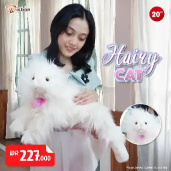 ISTANA BONEKA Kucing Putih Ly Hairry Cat White 